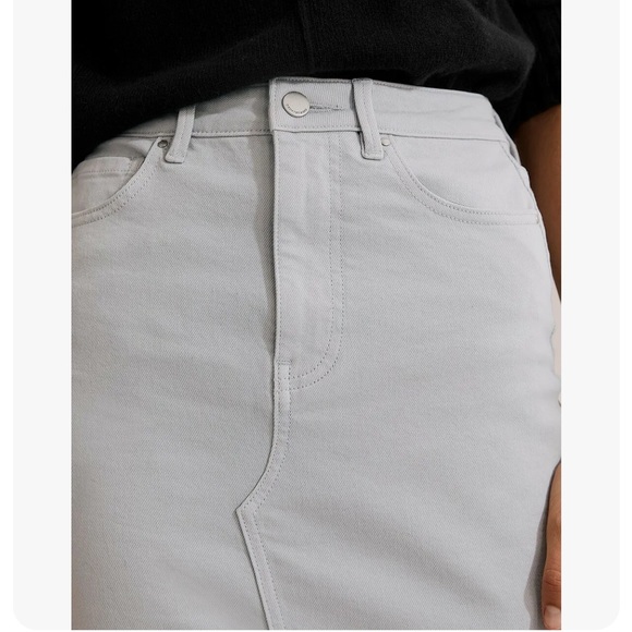 Light Grey COUNTRY ROAD Denim Midi Skirt, Stretch, Pockets, Front Split, Size 16 - Picture 3 of 6